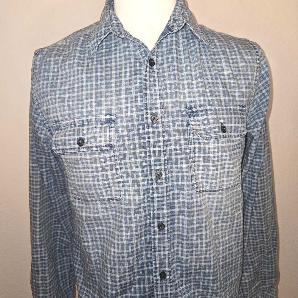 Lucky Brand Mens Blue Plaid Button Down Shirt S Classic Fit Workwear True Indigo